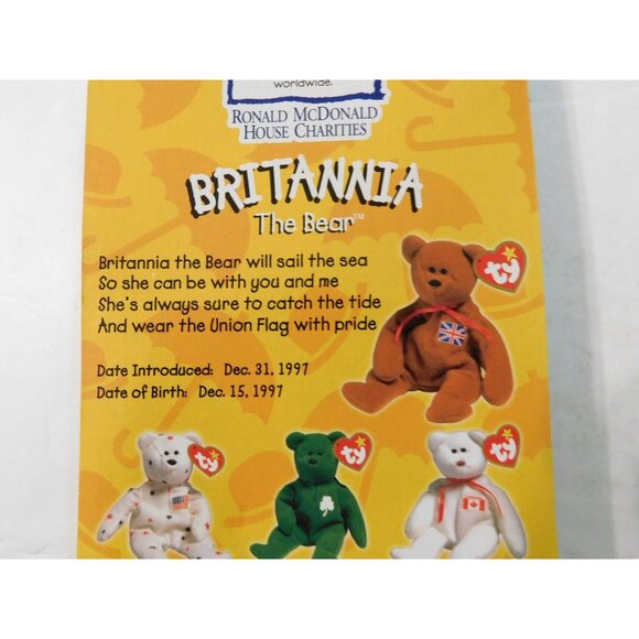 Ty Beanie Babies Set of 4 McDonalds Bears Exclusive Glory Britannia Erin Maple - Picture 15 of 16